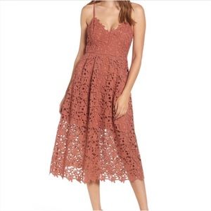 NWT ASTR lace midi dress in dark blush